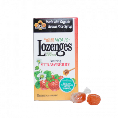 Manuka Honey (10+) & STRAWBERRY Throat Drops with Propolis