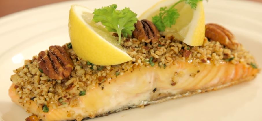 Quinoa Encrusted Salmon with Manuka Honey and Pecans